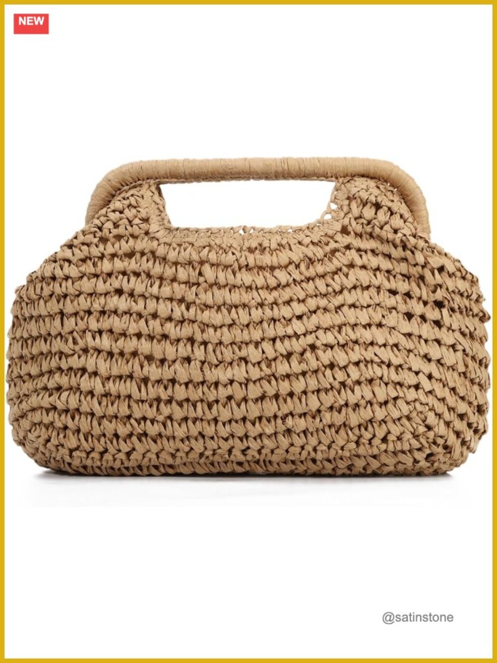 Straw Dumpling Clutch Bag, Woven Tote Purse for Women, Summer Beach Bag - Picture 1 of 7